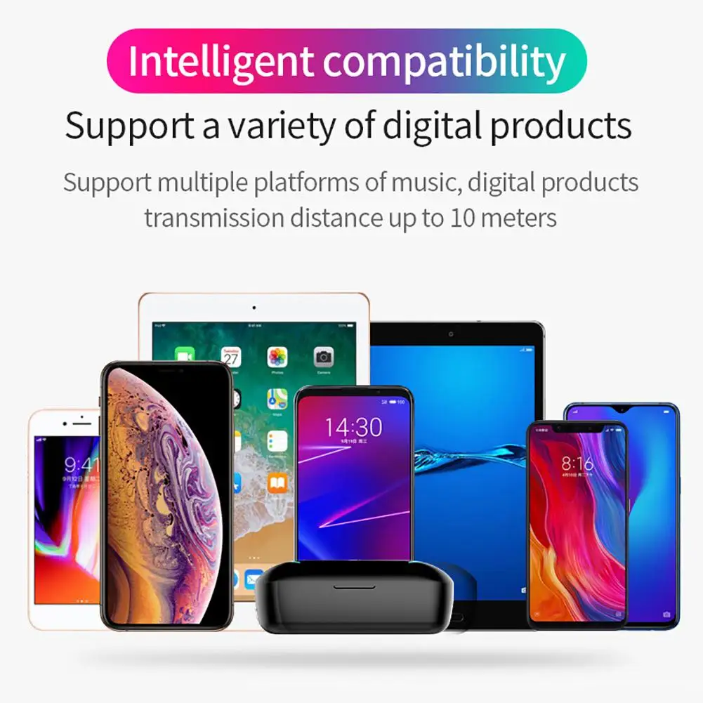 V5.0 беспроводные Bluetooth наушники с громкая связь NFC Функция вызова Голосовое управление мини объемный стерео наушники с зарядным устройством