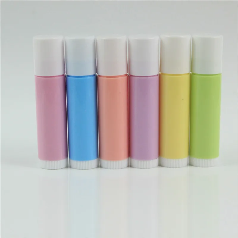 Free Shipping 100pcs/lot 5g  White Body Empty LIP BALM Tubes For DIY Plastic Lipstic Colorful Cosmetic Containers For Travel