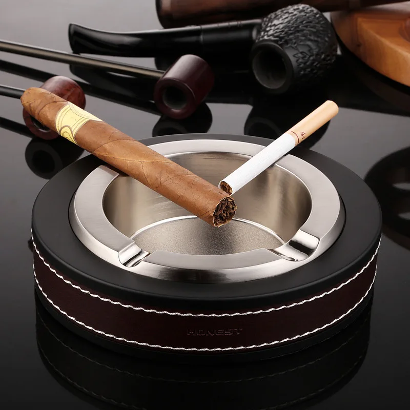 

Cigar leather metal creative fashion personality boutique big ashtray gift