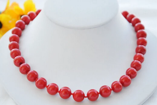 

Jew2919 BEAUTIFUL AAA 18" 10mm red round coral bead NECKLACE