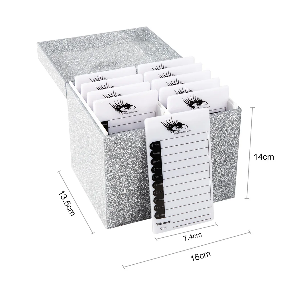 Коробка для хранения ресниц 10 слоев блеск накладные ресницы макияж Органайзер ресницы клей дисплей держатель Чехол косметический инструмент - Цвет: Silver