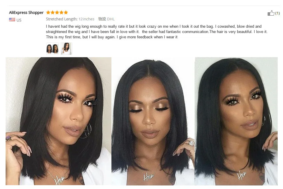 RXY Short Bob Wig Brazilian Remy Short Human Hair Wigs For Black Women 150% 12x6  Pre Plucked Bob Lace Front Human Hair Wigs