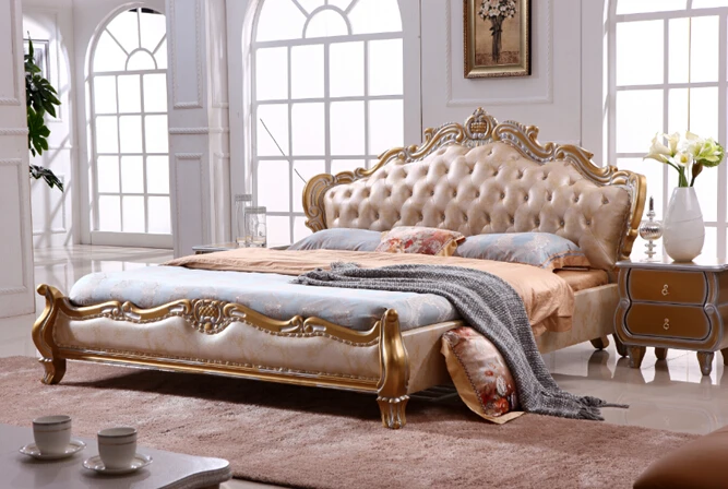 european style king size golden color leather beds bedroom furniture from china furniture market - King Size Bed Frame Cheap european style king size golden color leather beds bedroom furniture from china furniture market - King Size Bed Frame Cheap