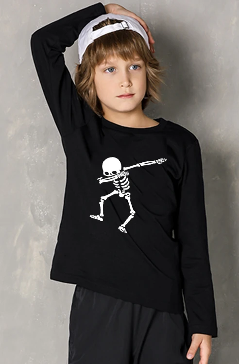 

Hip Hop Dabbing Skeleton Kids Boys Girls T-shirt Infant Toddler Long Sleeve Tops Shirt Children Unisex Spring Autumn Clothes