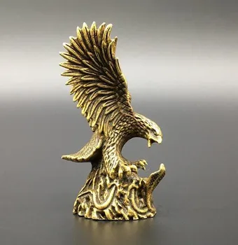

China exquisite brass Eagle and snakes small statue