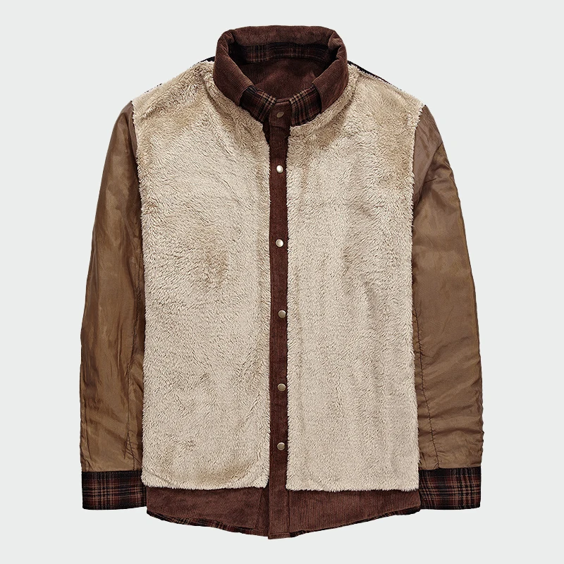 Military Shirt Men Casual Shirts Winter Wool Fleece Thick Warm Male Plaid Corduroy Shirts Camisa ma