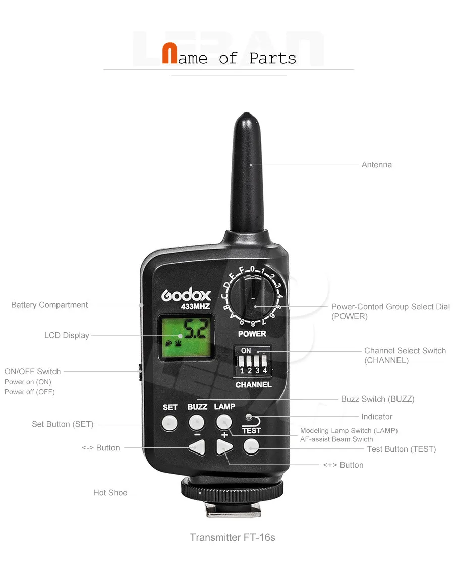 Godox FT-16S Беспроводной Мощность Управление вспышка триггера+ 2x приемники для уличной вспышки Godox V860 V850