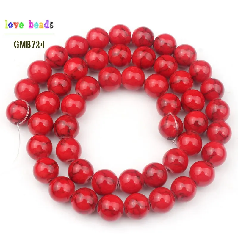 Red Howlite Stone Beads for Jewelry Bracelet Making Round Loose Beads Strand 15'' 4/6/8/10/12mm