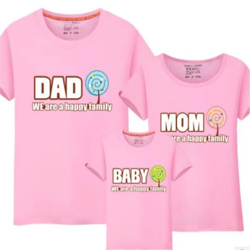 

New round collar short-sleeved parent-child wear summer wear cotton parent-child T-shirt taobao hot style supplier ajax kids