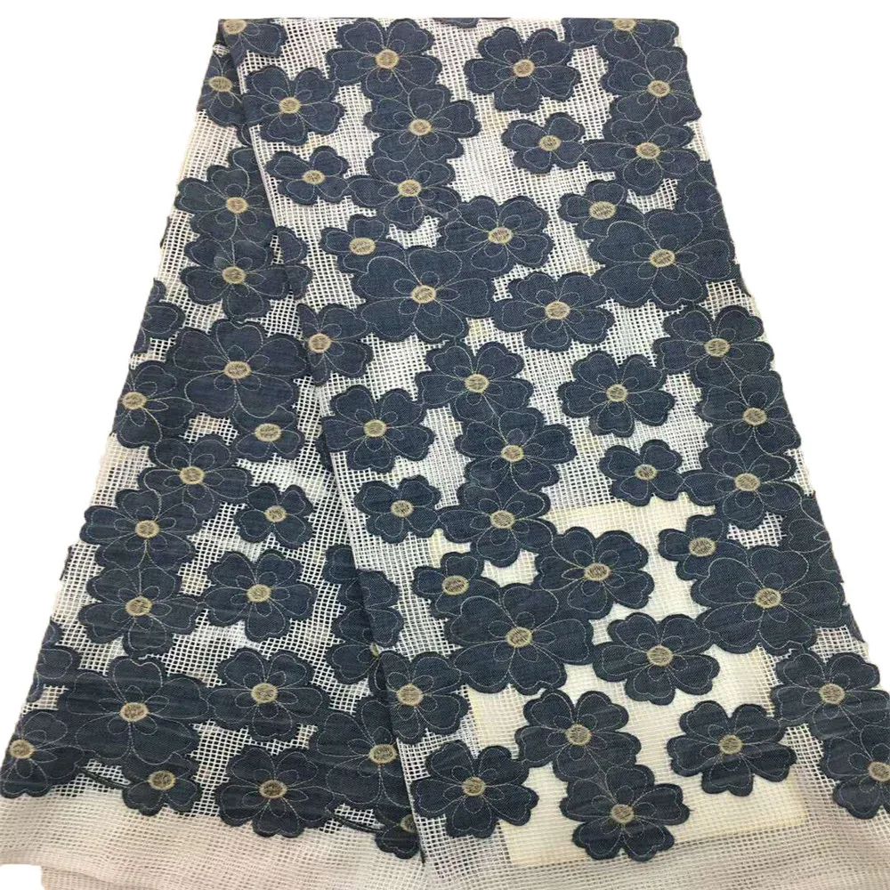 

latest French lace fabric with high Quality 2018 African Mesh Lace Fabric 5 yards lace fabric for wedding HJ701-1