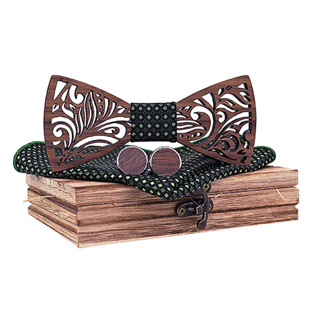 Feitong ручной деревянный галстук-бабочка галстук платок набор мужской галстук-бабочка деревянный полый резной и Коробка бабочка noeuds papillon homme
