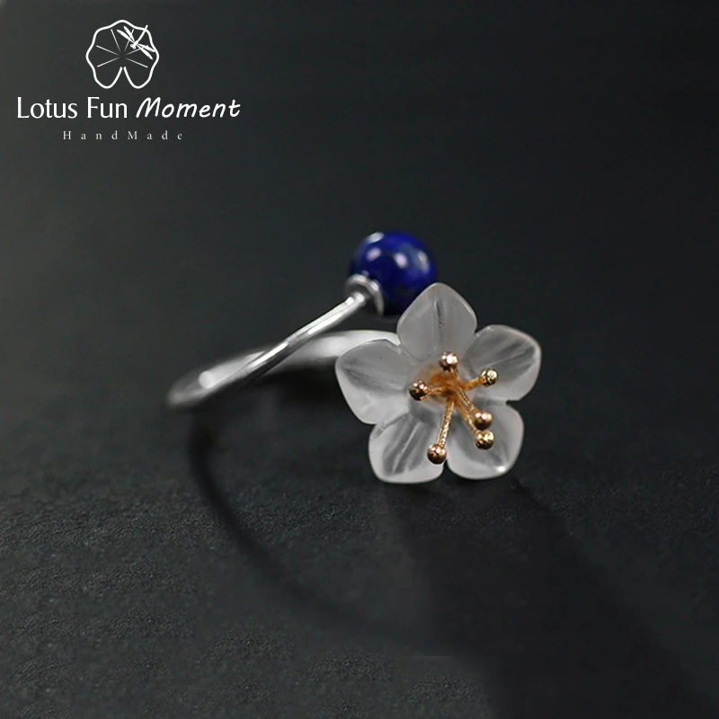 Lotus Fun Moment реального 925 пробы серебро Натуральный камень ручной работы дизайнера