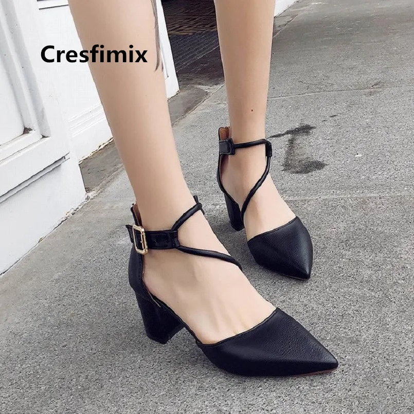 e b Tacón Puntiagudo Casual Moda f Pie Hauts Bombas La Dedo Del Talons Pu g De c Alto Cresfimix Negro Cuero Lindo Femmes Dama Mujeres Las Zapatos A A3407 xSRvcF