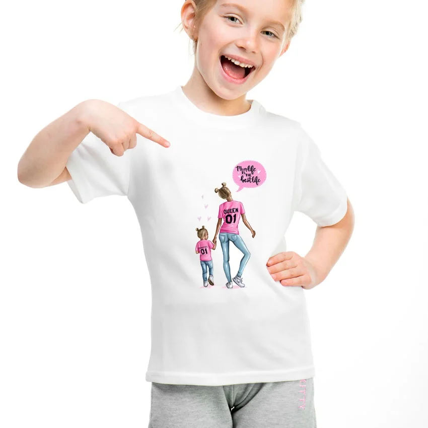 

Cool Mother's Love Print T-shirt For Children Super Mum Design Short Sleeve Summer T shirt Kids Baby Girls O-neck Clothes