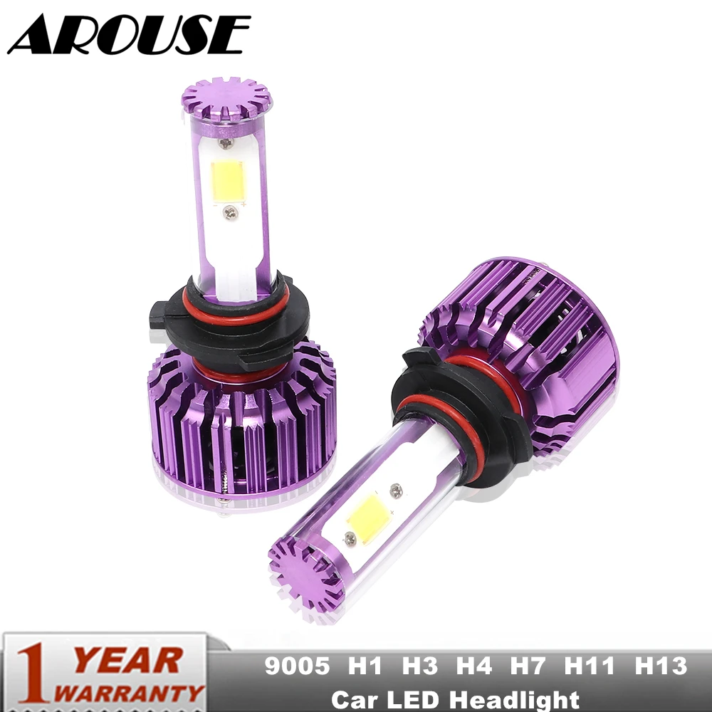 AROUSE 9005 H1 H3 H7 H11 LED Headlight Bulbs H4 H13 9008 Hi-Lo Beam COB 60W 8000lm 6500K Car Auto Headlamp Fog Light DC12v 24v | Автомобили