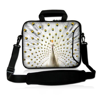 

White Peacock 10"Laptop Carrying Handle Shoulder Bag Notebook Cover Pouch Case W/Shoulder Strap For 9.7"-10.2" Laptop Tablet PC