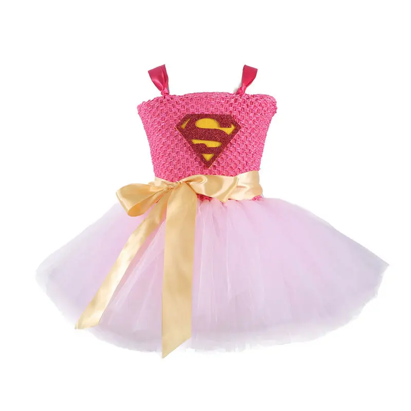 Princess Tutu Kids Cosplay Superhero Tutu Dress Baby Girl Superman Tutu