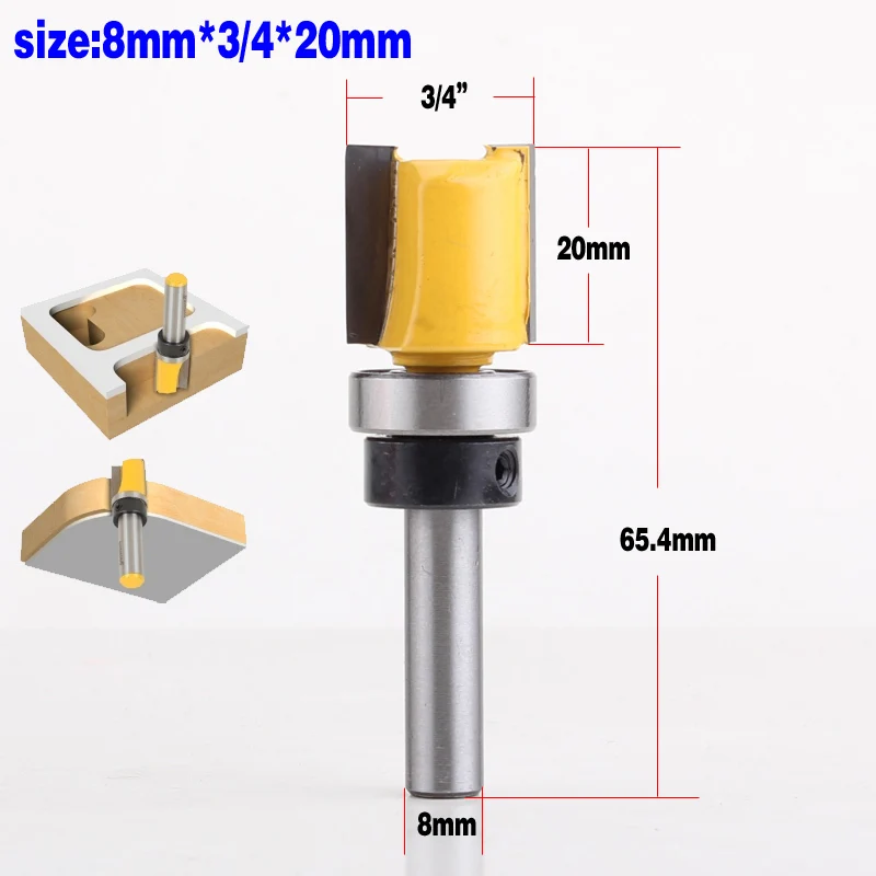 1 шт. 8 мм хвостовик шаблон отделка петля долбежные фрезы прямой концевой фрезы триммер Чистка заподлицо обрезки шипы для деревообработки - Длина режущей кромки: 20mm