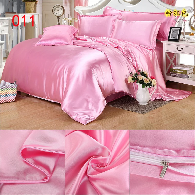 Pink Tribute Silk Duvet Cover Twin Full Queen King 150x200cm 200x230cm 220x240cm Quilt Cover