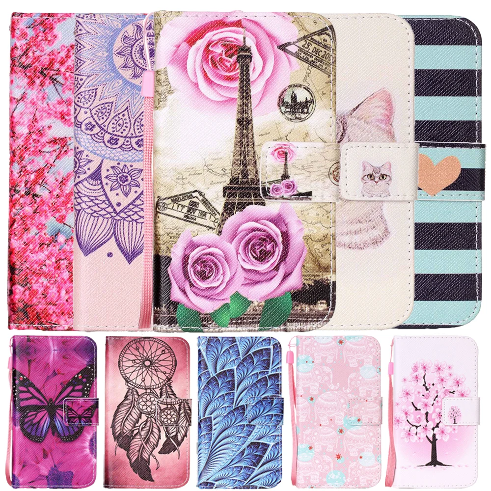 

Leather Case sFor Wiko Lenny 2/Wiko Lenny 3/Wiko Fever 4G Phone Case sunflower Rose Butterfly Plum Painting Cover Free Shipping