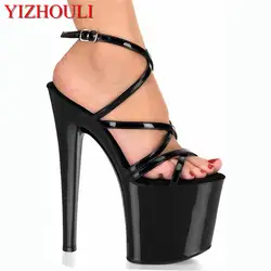 20 см темперамент обувь на высоком каблуке, ремешок легко показать тонкие сандалии, пикантные лака, что Обувь для танцев