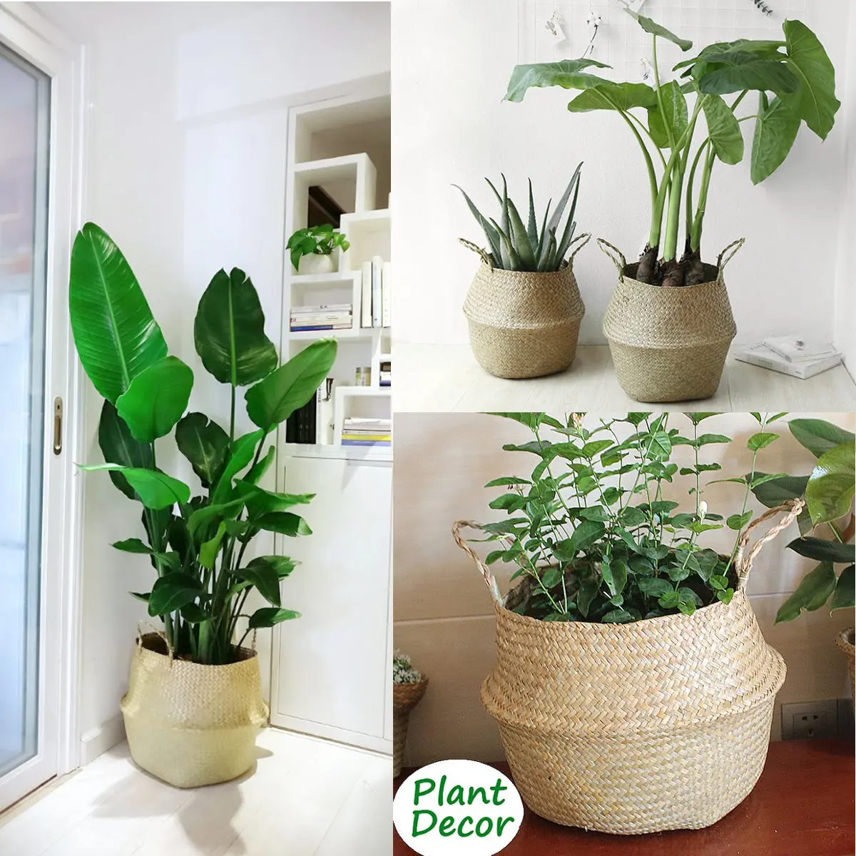 

2pc/set Natural Rattan Woven Storage basket Foldable Household Hanging Basket Flower pot With Handle laundry basket toys