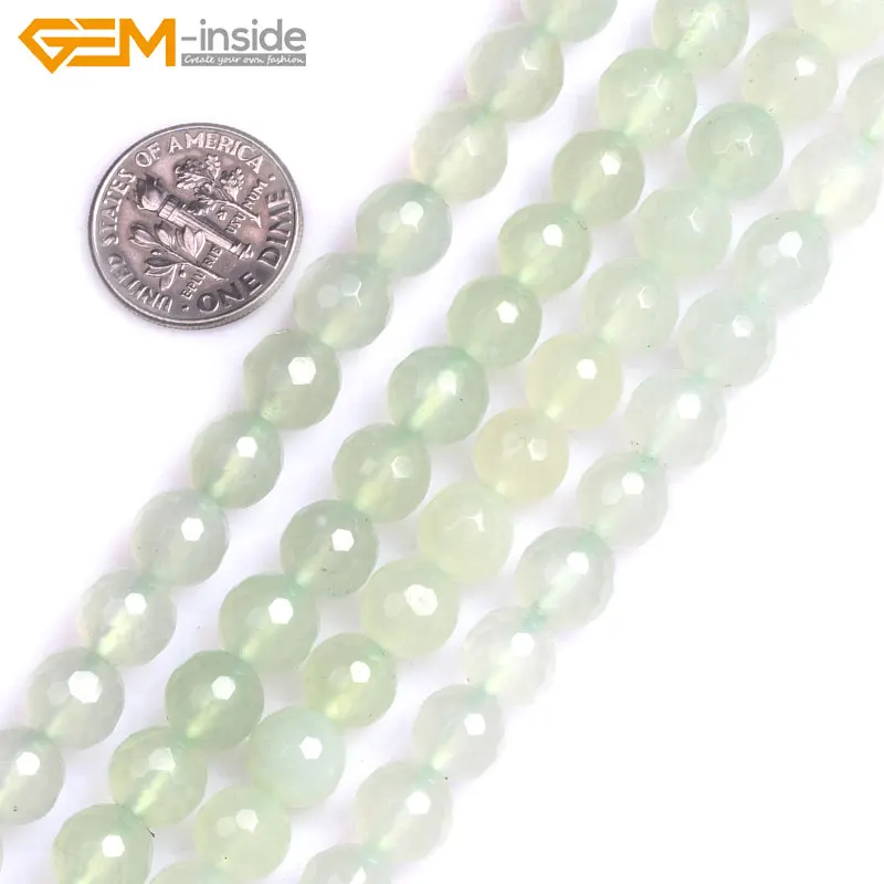 Gem-inside Natural Round Faceted Hua Show jades Stone Beads For Jewelry Making Strand 15inches DIY Jewellery | Украшения и
