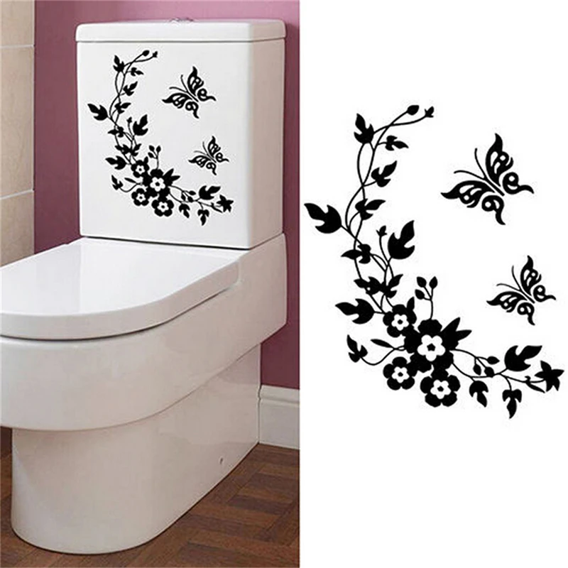 

Dog Cat Flower Quote Smile Face Pattern Toilet Seat Cover Bathroom Wall Stickers Wall Decals For Toilet Decorative Sticker