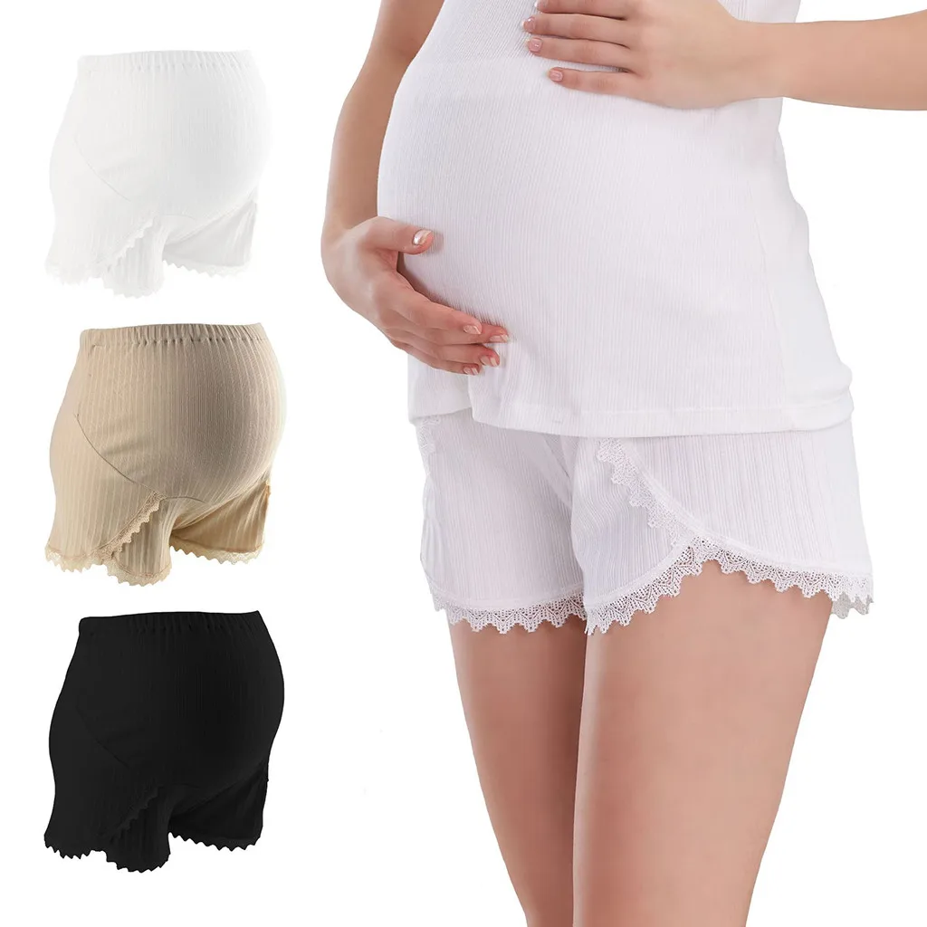 

MUQGEW pregnancy shorts Womens Maternity Mid-Thigh Lace Pettipant Seamless Soft Abdomen Short Pants zwangerschaps kleding #y2