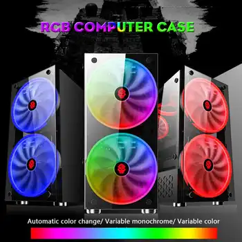 

S SKYEE RGB Computer Case Double Side Tempered Glass Panels ATX Gaming Water Cooling PC Case with 2 Color Changing Fan