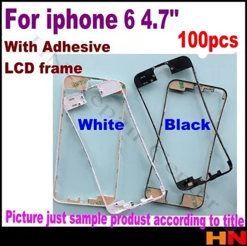 

100pcs LCD & Touch Screen Frame Front Bezel Supporting Bracket for iPhone 6 4.7 Black / White with 3M sticker
