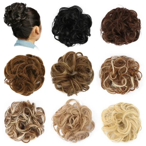 Chignon волос Bun Парики вьющихся волос Scrunchie расширения русый коричневый, черный жаропрочных Синтетический парик для Для женщин части волос - изображение