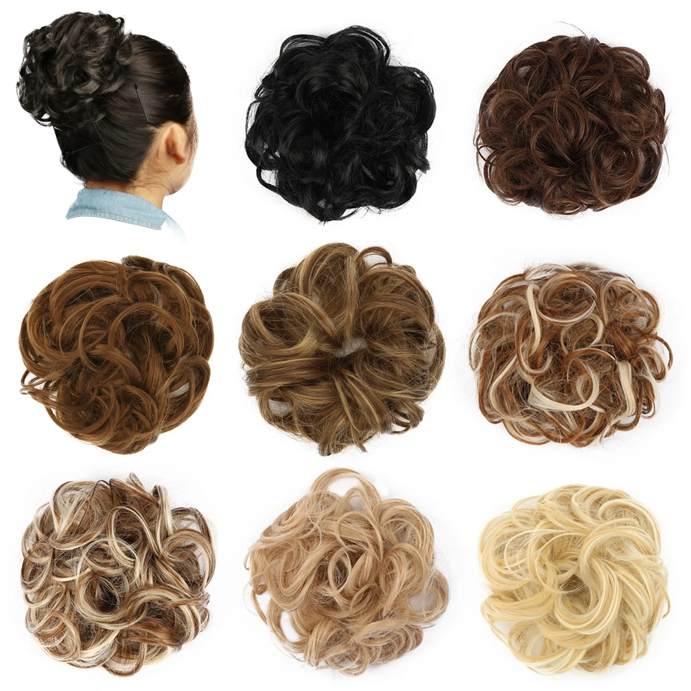 Chignon Hair Bun Hairpiece Curly Hair Scrunchie Extensions Blonde Brown Black Heat Resistant Synthetic Wig For Women Hair Pieces Chignon Hair Bun Hairpiece Curly Hair Scrunchie Extensions Blonde Brown Black Heat Resistant Synthetic Wig For Women Hair Pieces