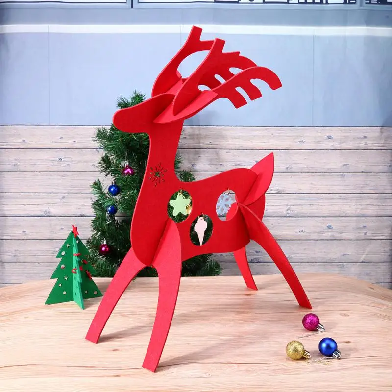 30 см Рождественский подарок украшение стола Войлок 3D макушка для новогодней елки фигурки оленя кулон дисплей окно Свадебный домашний декор
