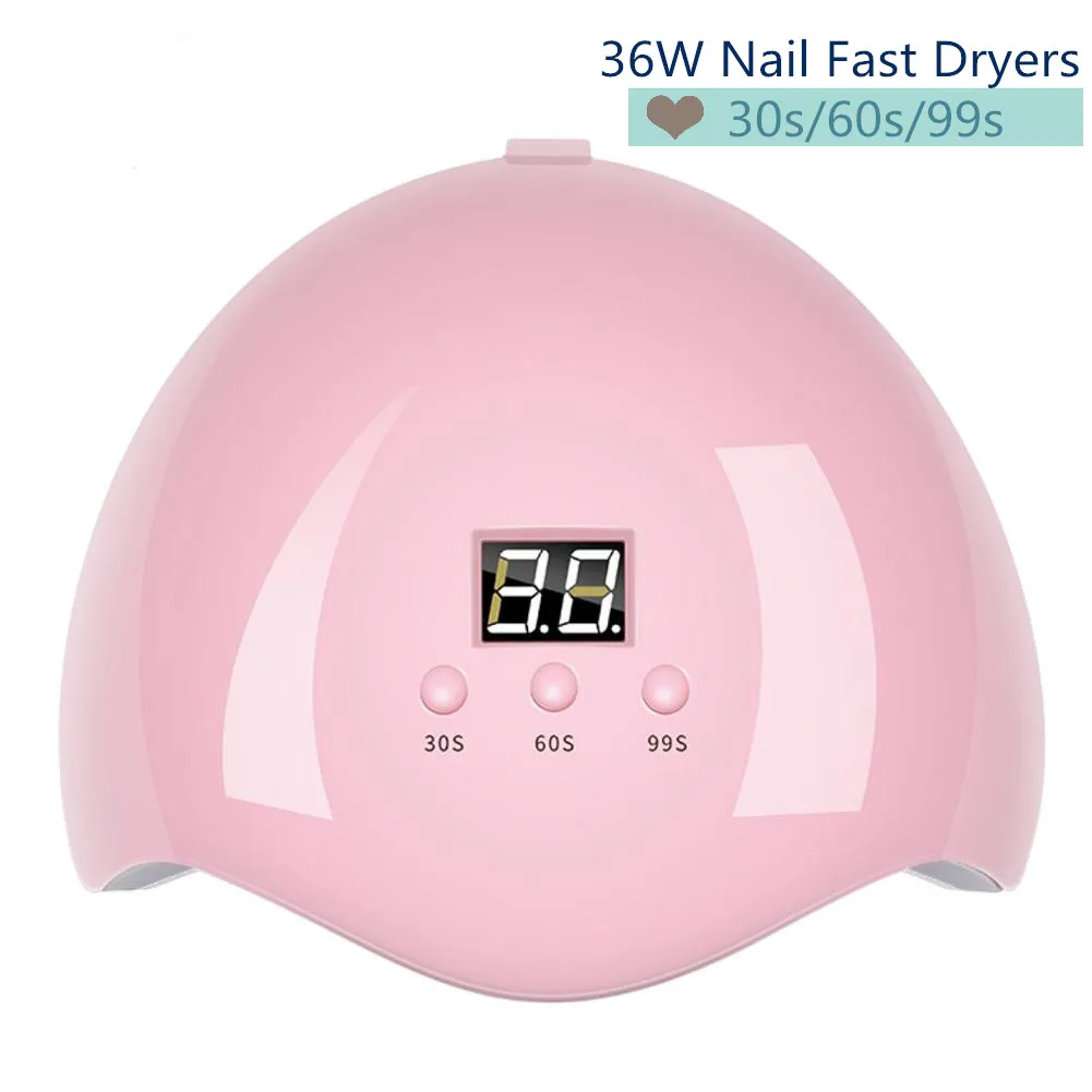 Сушилка для ногтей 36 Вт для сушки лаков гель УФ лампа светодиодный светильник для ногтей лак для ногтей с таймер с ЖК-дисплеем 30 s/60 s/99 s - Цвет: pink  36W