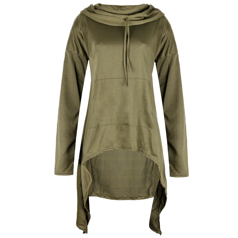 Женская толстовка размера плюс на осень и зиму, Свободный пуловер с капюшоном, Повседневная Осенняя Женская одежда с рукавами «летучая мышь» - Цвет: Армейский зеленый