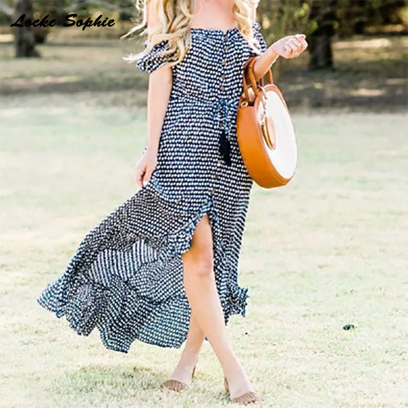 High waist Ladies Plus size Sexy beach dresses 2019 Summer cotton blend Splicing irregular Fork opening Dress women Skinny Dress