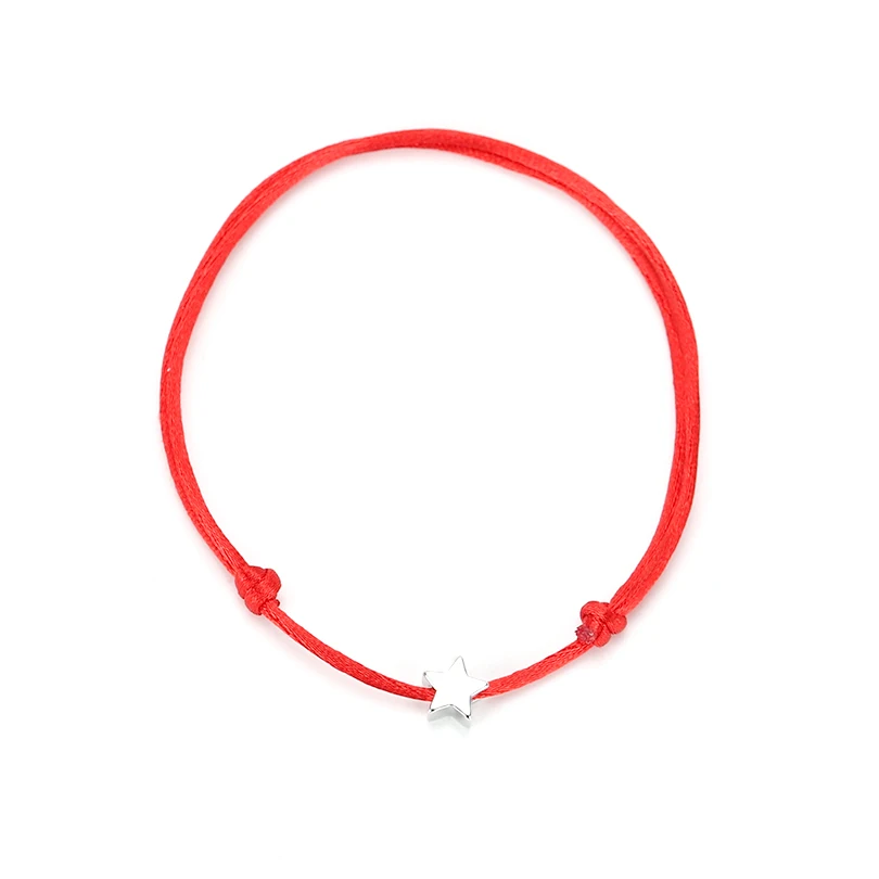 

G.YCX 5pcs/set Silver Star Red String Friendship Bracelets Stainless Steel Adjustable Lucky Red Rope Couple Bracelets for Women