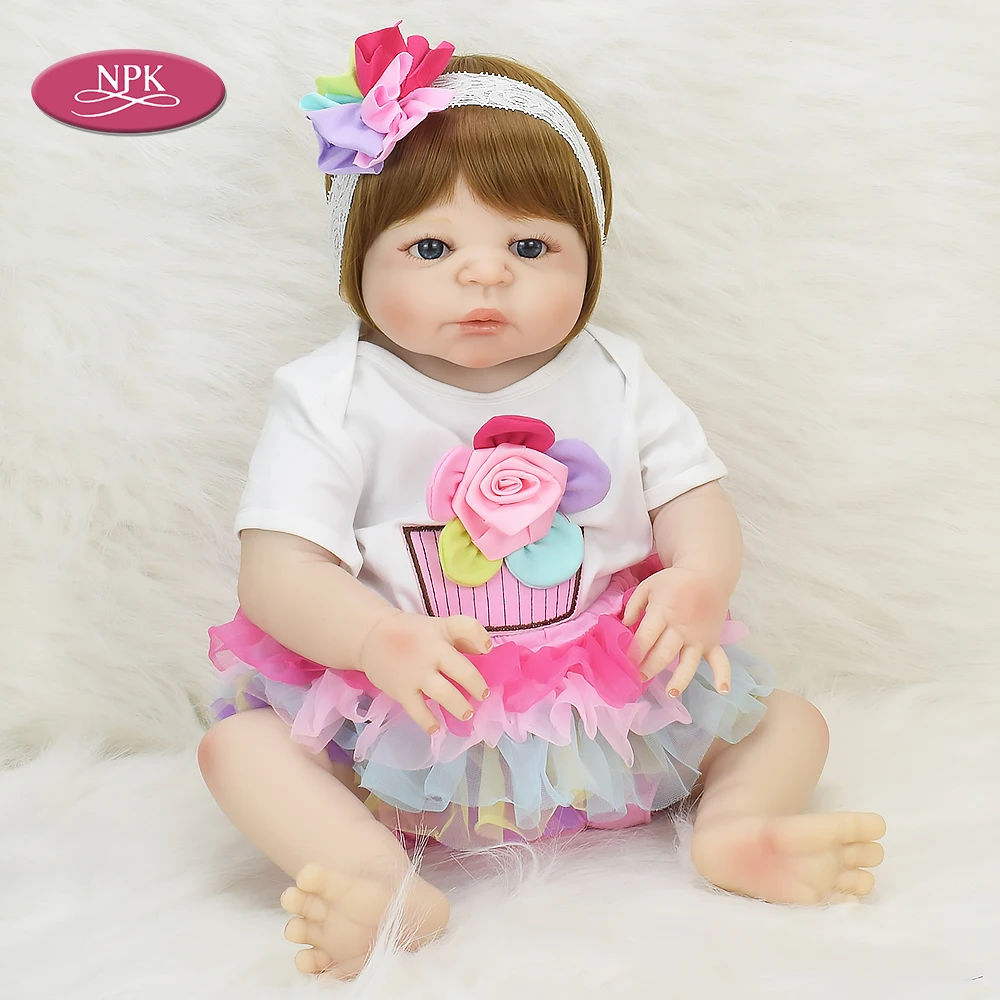

NPK 57CM Reborn Baby Girl Doll Real Full Body Silicone Princess Girls Lifelike Dolls Bathe Toys Girl Newborn Babies Reborn Bebe