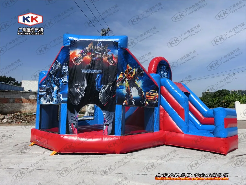 inflatable cartoon theme bouncer with slide high qualty 3D printing inflatable combo for school