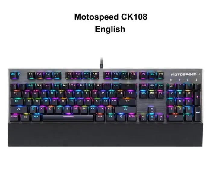 Оригинальная механическая клавиатура Motospeed CK108, 104 клавиш, RGB переключатель, игровой проводной светодиодный, с подсветкой, против привидения, для геймера, компьютера, ПК - Цвет: CK108 English