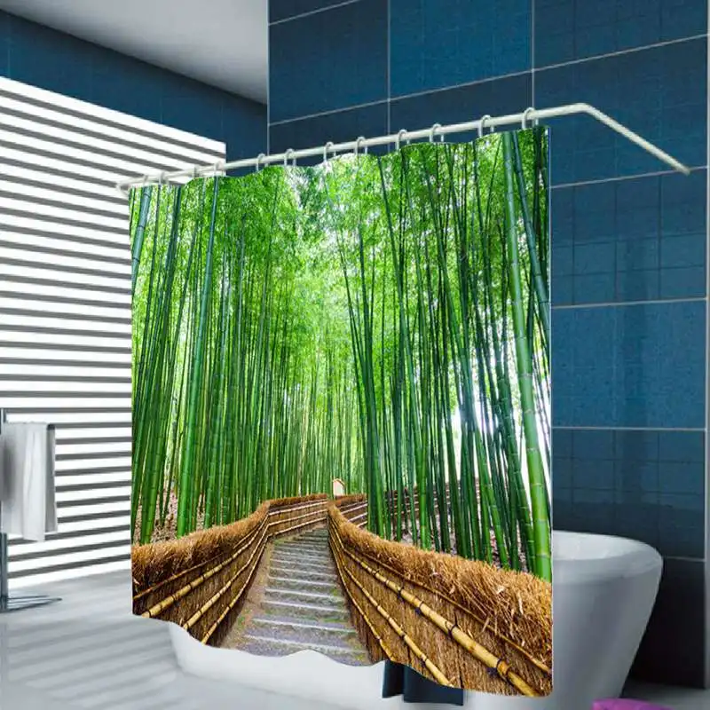 

Forest Shower Curtain Green Bamboo Zen Pattern Polyester Eco-Friendly Waterproof Mildewproof Shower Curtain For Bath Decoration