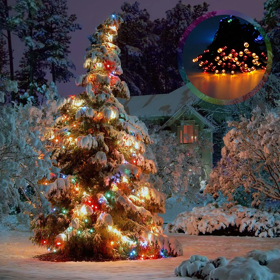 

Waterproof LED Solar String Light 8 Modes 50/100/200 LEDs Multi-Colors Fairy Light For Christmas Holiday Outdoor Garden Lighting