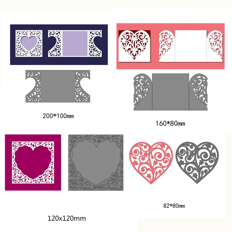

Hollow Love Heart Frames Metal Cutting Dies for DIY Scrapbook Photo Album Embossing Paper Craft Card Cut Dies Template New