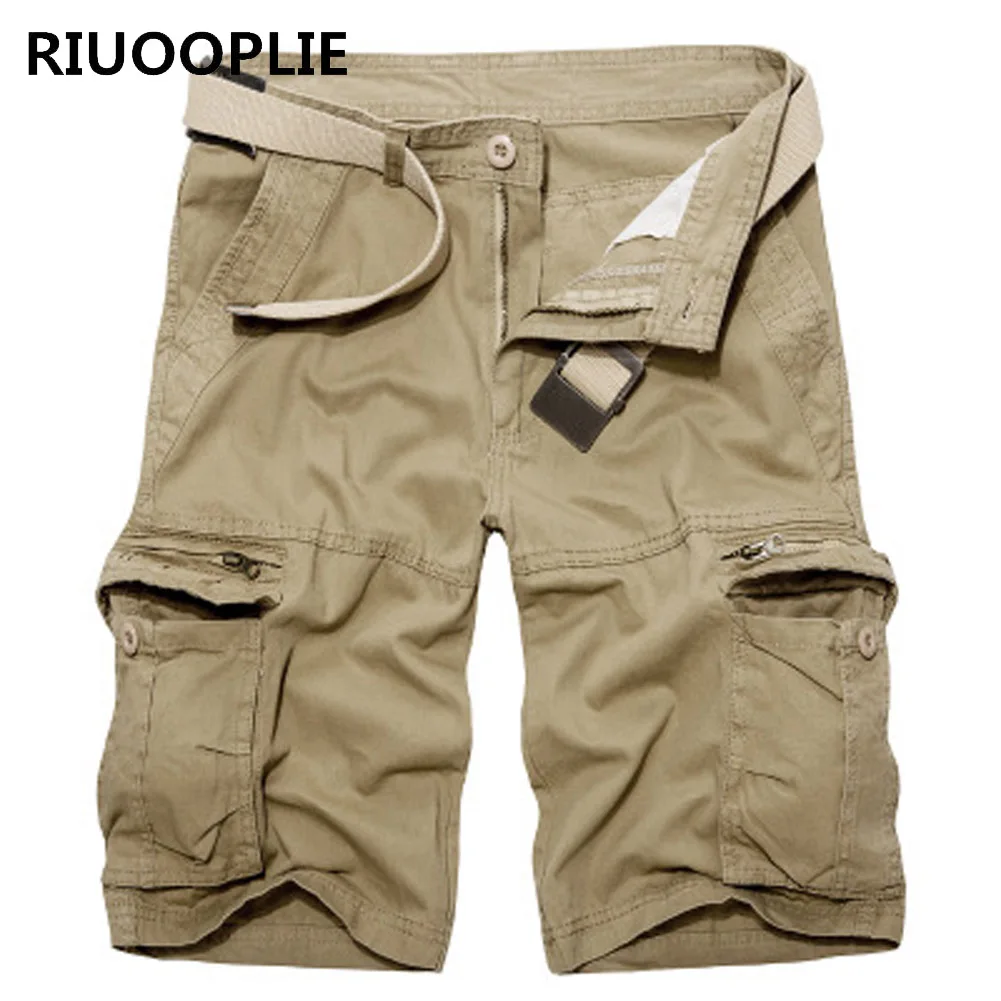 80% OFF RIUOOPLIE Men Military Cargo Cotton Loose Multi-Pocket Short Homme Bermuda Trousers