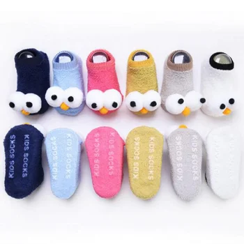 

2018 new baby floor toddler socks cartoon big eyes 0-1-3 years old non-slip baby socks