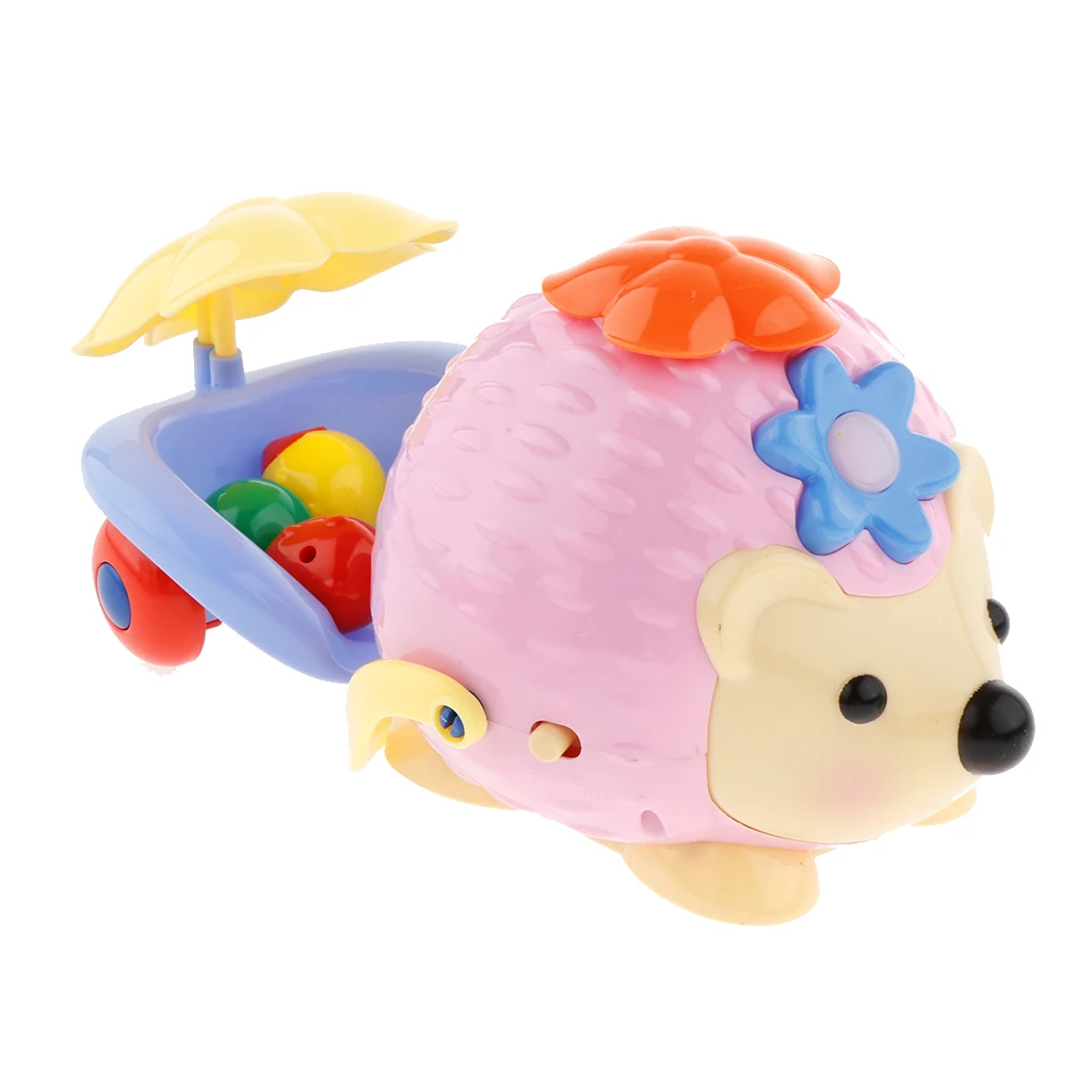 Electric Hedgehog Laying Eggs with Flashing Light & Music Toys Car Baby Early Educational Game Gift bumps change directions