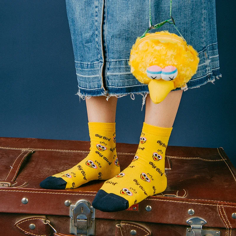 

2019 Fashion Women Cute Sesame Street Anime Socks Fun Cartoon Pattern Summer Ankle Socks Casual Happy Woman Socks Long Hosiery