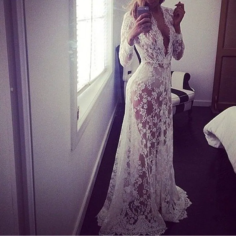 

Low-cut full slips white lace long slips women hot intimates