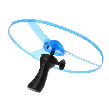 

LED Flashing Plastic Pull String Flying Saucer Propeller Toy Disc Helicopter New